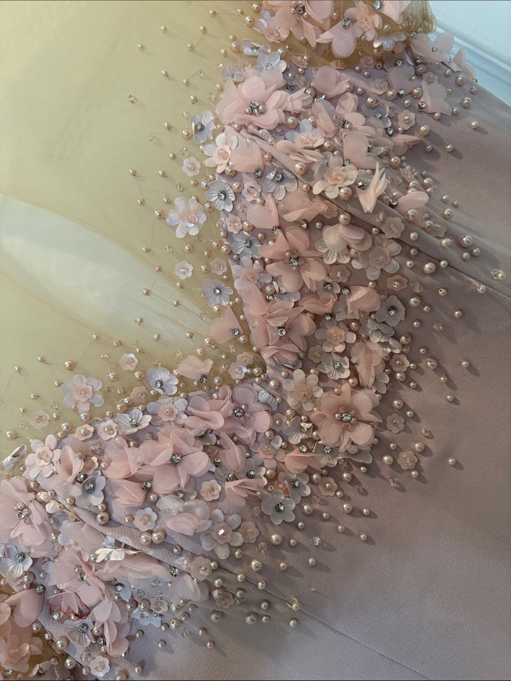 Mac Duggal 11867 Pink Crepe Mermaid Gown With Beaded Illusion Neck Size 14 NWT - Picture 7 of 10